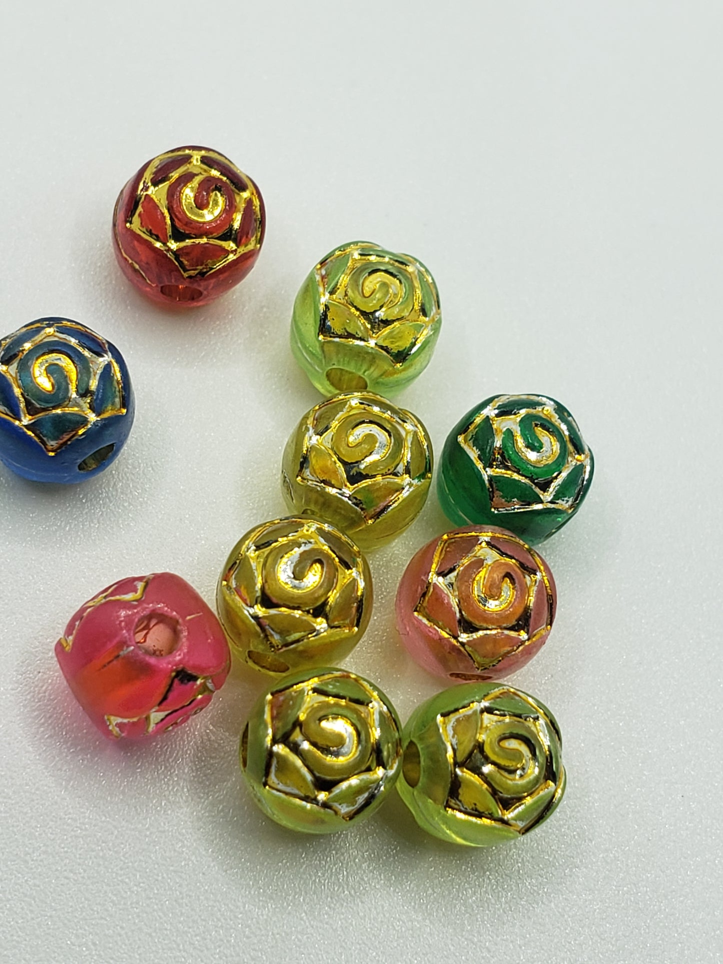 Gold Multicolored Rose Beads